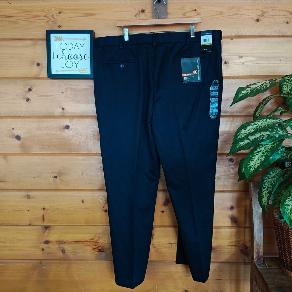 Perry Ellis Portfolio NWT Dark Navy Twill No Iron Dress Pants Slacks Plus 44 x30